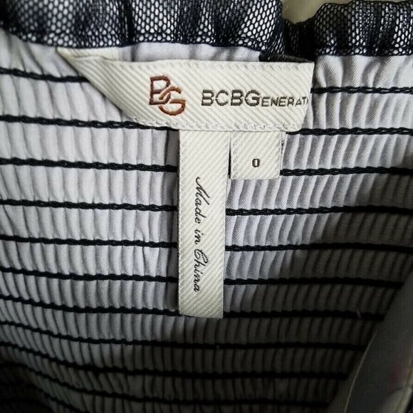 BCBGeneration Dress Womens 0 Black Silver Satin Black Mesh Draped Bubble Flirty - Picture 5 of 7